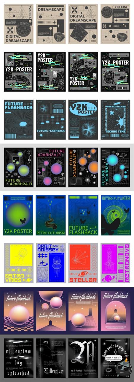 图片[4]-复古趣味Y2K千禧风赛博科技未来科幻HUD海报插画背景AI矢量素材图-设计猿