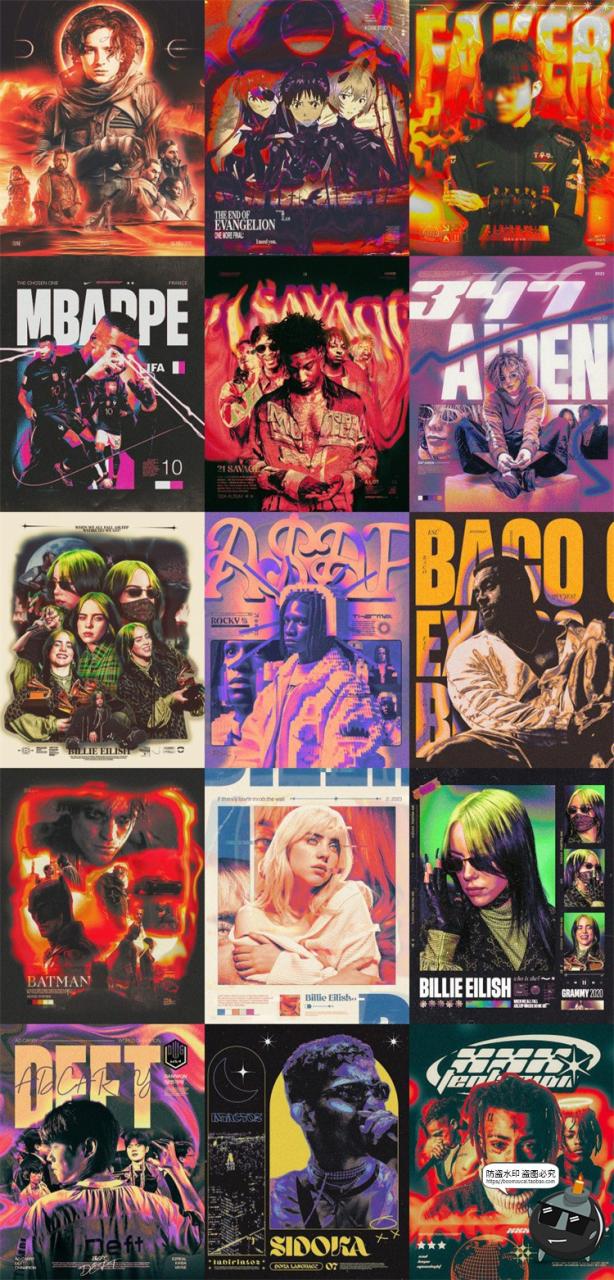 图片[1]-潮流酸性嘻哈说唱电音活动人物宣传海报招贴封面PSD模板分层素材-设计猿