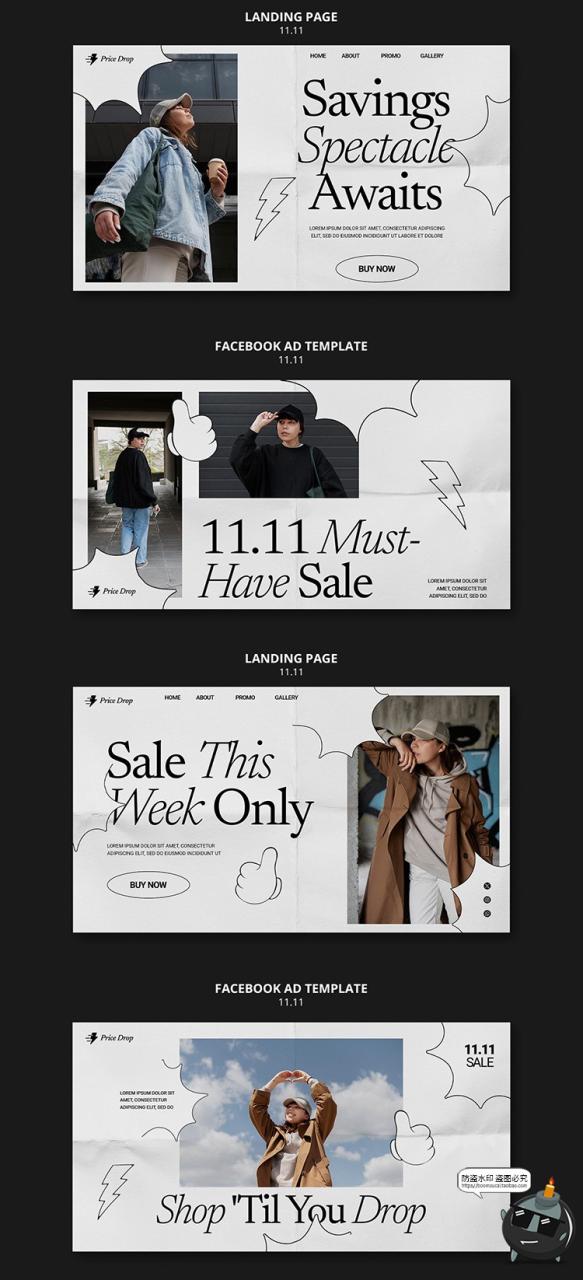 图片[6]-极简趣味服装品牌购物节促销打折宣传海报图文排版PSD模板PS素材-设计猿