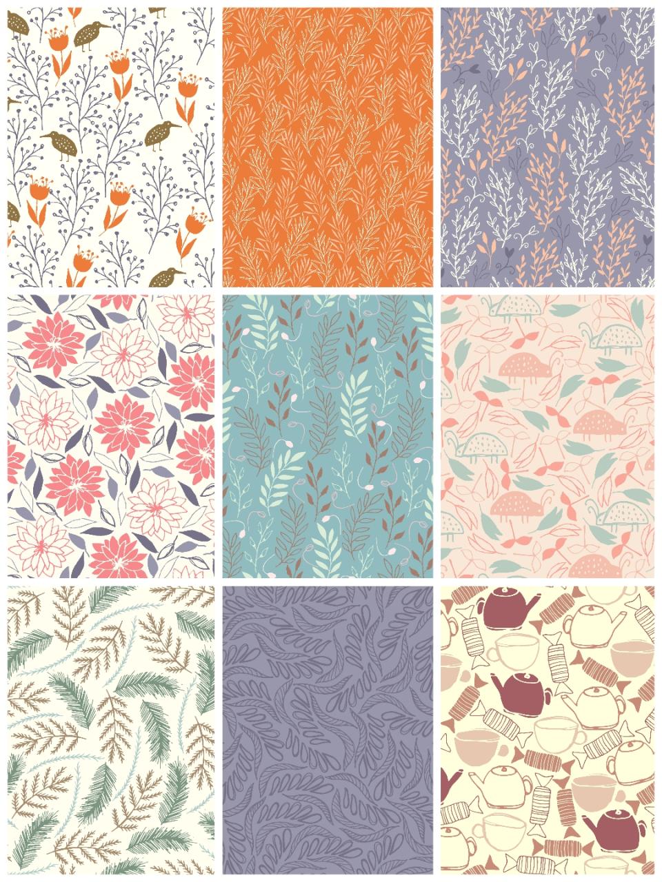 图片[1]-日系风文艺小清新图案花纹平铺背景包装印刷AI矢量设计素材-设计猿