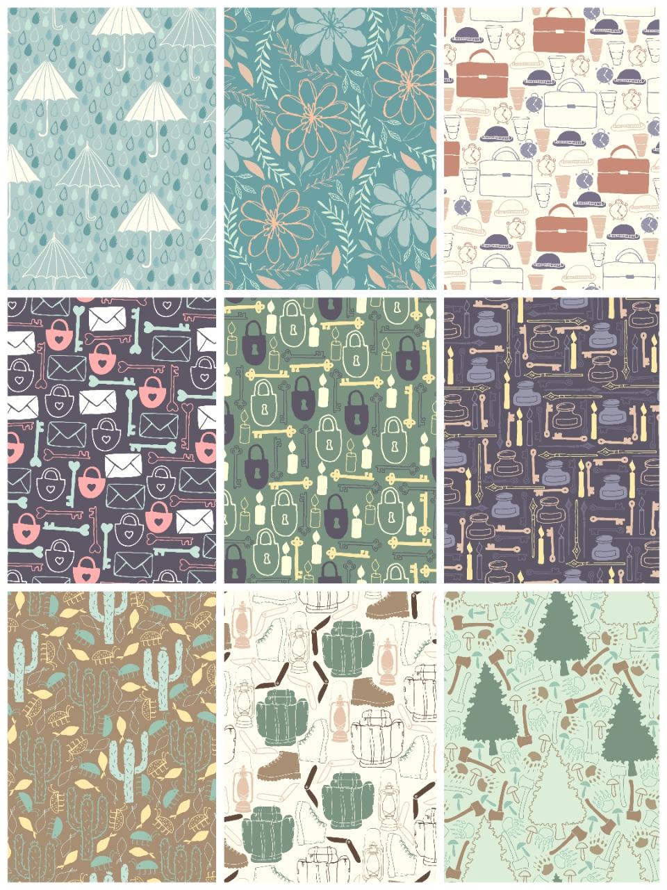 图片[3]-日系风文艺小清新图案花纹平铺背景包装印刷AI矢量设计素材-设计猿