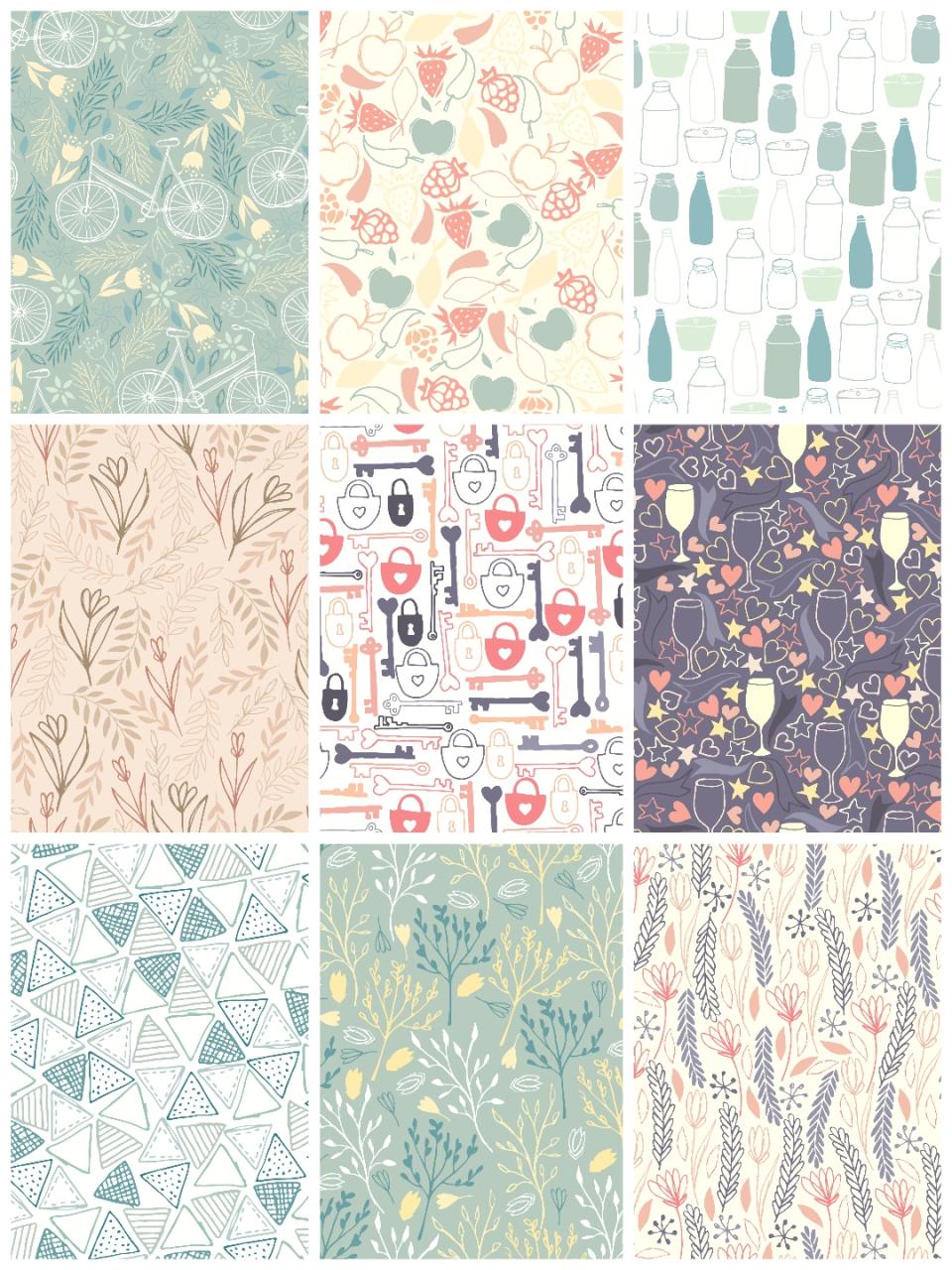 图片[7]-日系风文艺小清新图案花纹平铺背景包装印刷AI矢量设计素材-设计猿