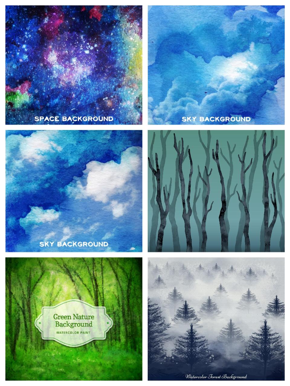 图片[2]-梦幻水彩手绘天空风景艺术油画插画装饰画壁纸壁画图片AI矢量素材-设计猿