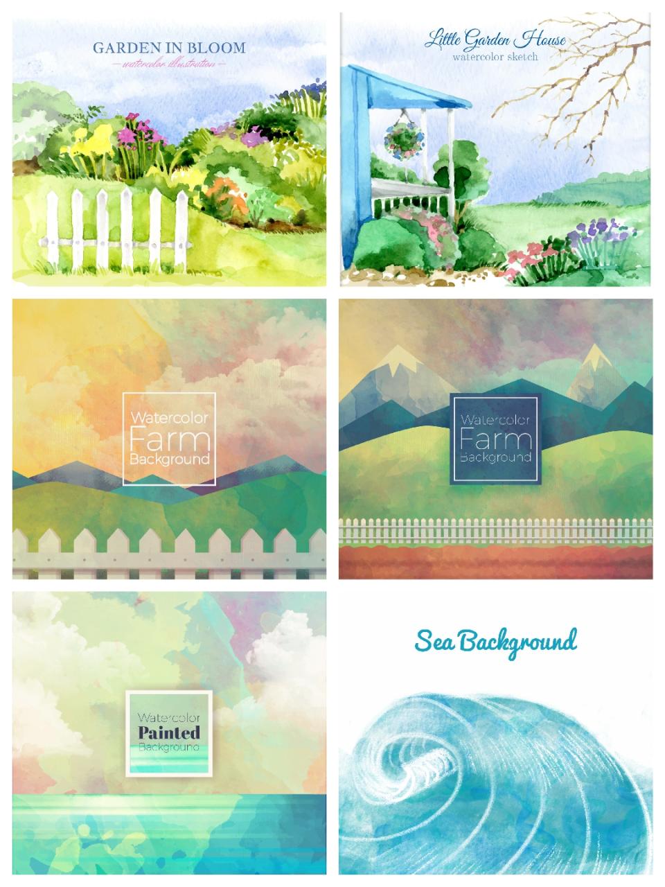 图片[5]-梦幻水彩手绘天空风景艺术油画插画装饰画壁纸壁画图片AI矢量素材-设计猿