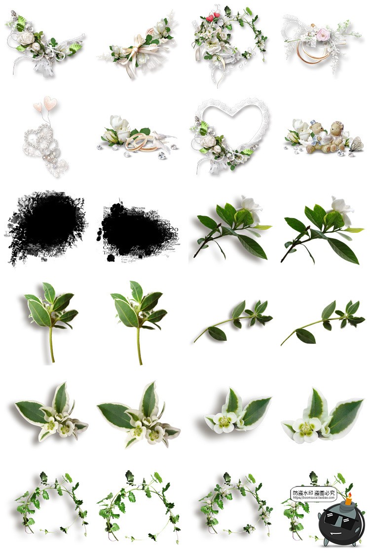 图片[1]-复古欧式梦幻白色蕾丝边框蝴蝶结拼贴剪贴画装饰PNG贴纸美工素材-设计猿