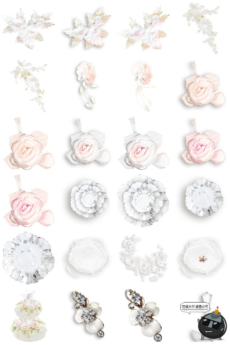 图片[5]-复古欧式梦幻白色蕾丝边框蝴蝶结拼贴剪贴画装饰PNG贴纸美工素材-设计猿