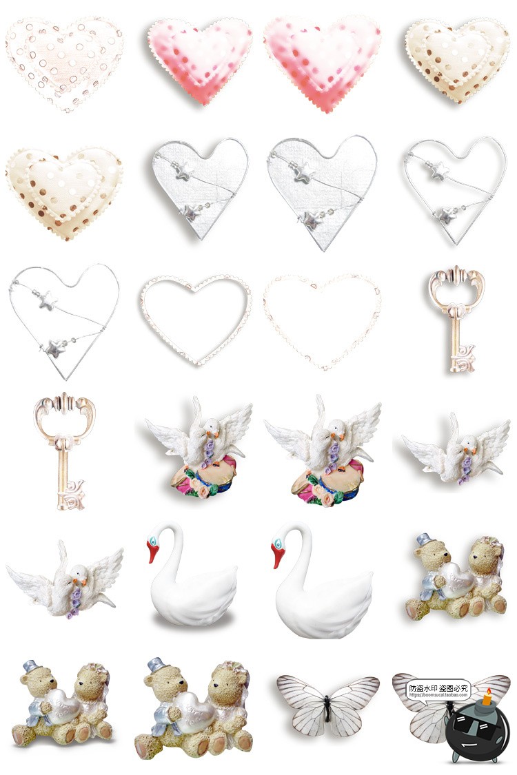 图片[7]-复古欧式梦幻白色蕾丝边框蝴蝶结拼贴剪贴画装饰PNG贴纸美工素材-设计猿