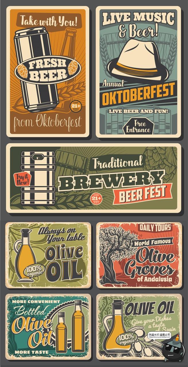 图片[2]-创意老式欧美复古做旧磨损手绘商品活动促销插画海报AI矢量图素材-设计猿