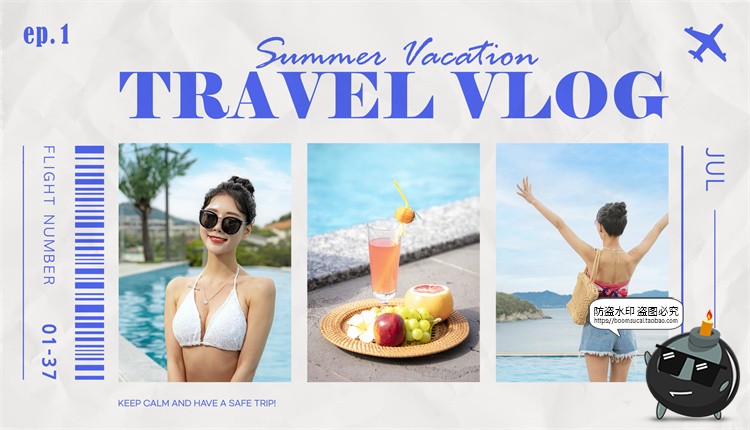 图片[4]-拼贴艺术暑期放假旅行攻略vlog博客旅拍视频封面海报PSD模板素材-设计猿