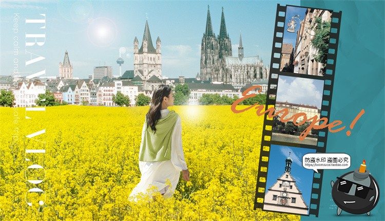 图片[6]-拼贴艺术暑期放假旅行攻略vlog博客旅拍视频封面海报PSD模板素材-设计猿