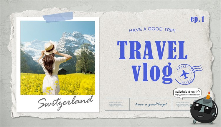 图片[14]-拼贴艺术暑期放假旅行攻略vlog博客旅拍视频封面海报PSD模板素材-设计猿