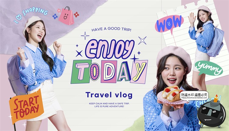 图片[16]-拼贴艺术暑期放假旅行攻略vlog博客旅拍视频封面海报PSD模板素材-设计猿