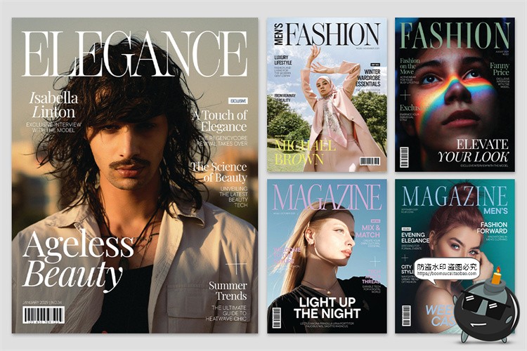 图片[1]-时尚海报杂志画册封面人物图文排版布局品牌宣传版式PSD模板素材-设计猿