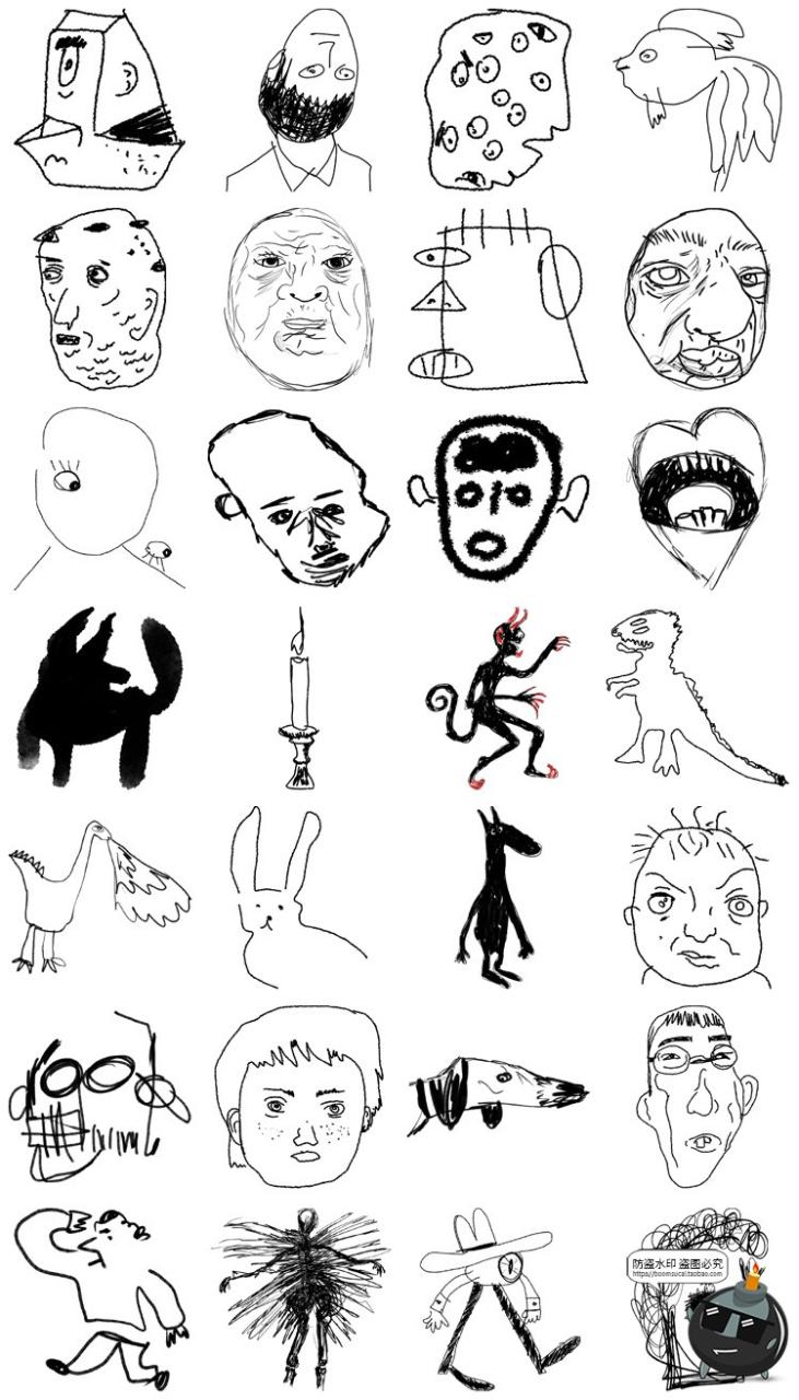 图片[5]-怪诞垃圾摇滚抽象艺术手绘儿童涂鸦乱涂插图插画png免抠图片素材-设计猿