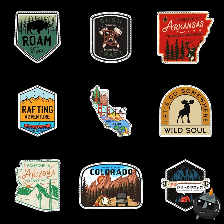 图片[1]-潮流户外运动营地探险露营徽标徽章印花图案AI矢量图PNG免抠素材-设计猿