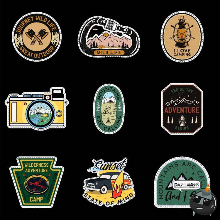 图片[2]-潮流户外运动营地探险露营徽标徽章印花图案AI矢量图PNG免抠素材-设计猿