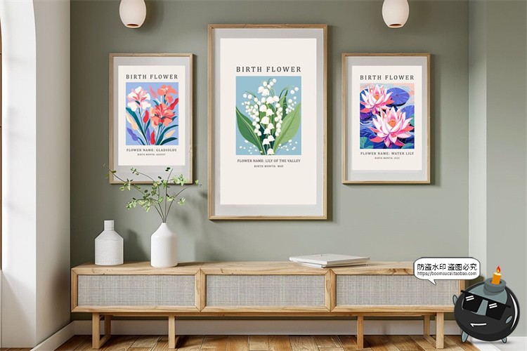 图片[9]-时尚扁平化出生月花卉植物鲜花手绘插图装饰插画AI矢量PNG素材图-设计猿