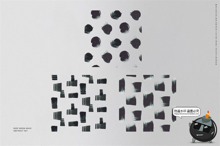 图片[5]-古风艺术东方水彩中国风水墨绿色波浪笔触PNG免抠图片美工素材-设计猿