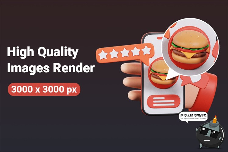 图片[2]-美食外卖APP送餐物流配送汉堡快餐界面3D图标icon素材png免抠图片-设计猿