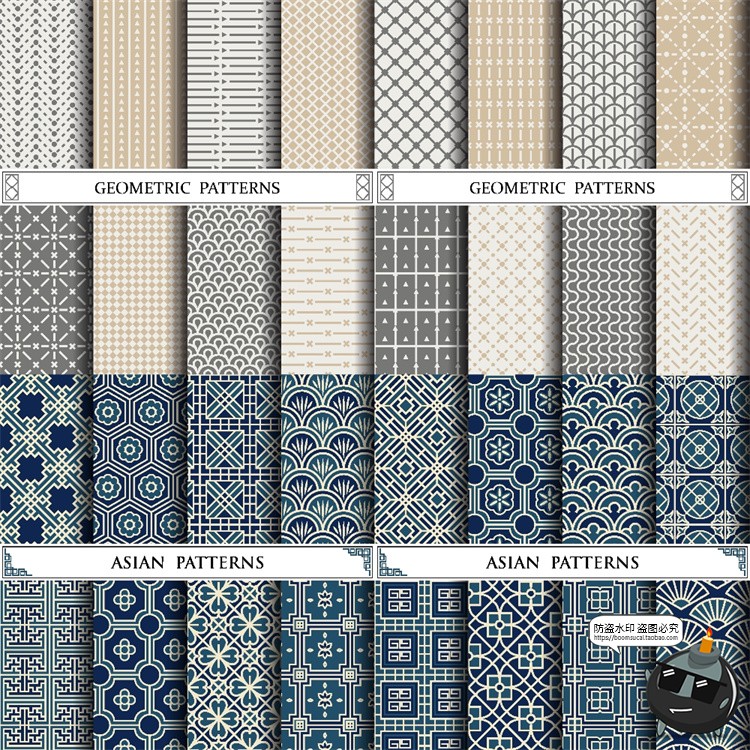 图片[2]-传统复古经典抽象几何图形古典元素无缝装饰图案AI矢量图背景素材-设计猿