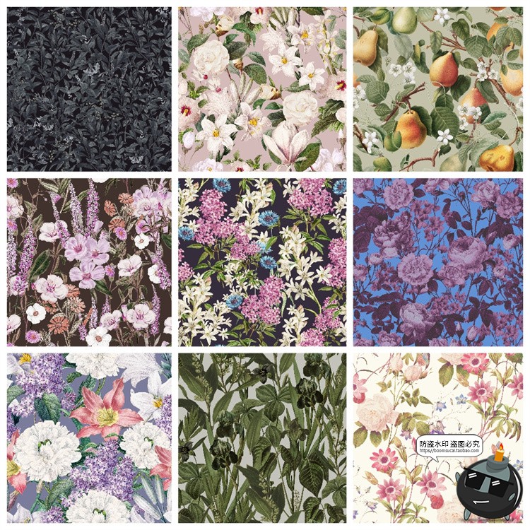 图片[4]-精美手绘复古花卉植物插画无缝图案底纹背景JPG高清PNG手账素材-设计猿