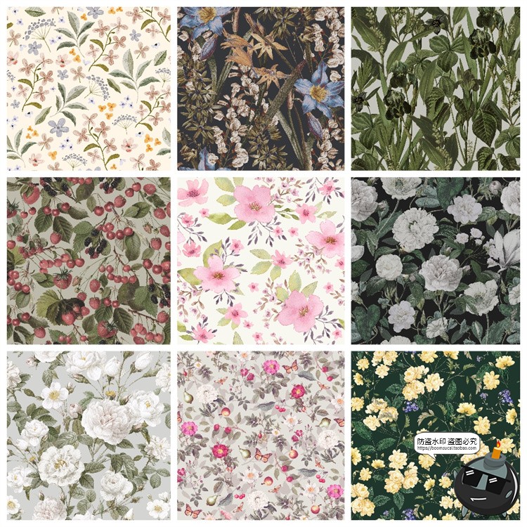 图片[7]-精美手绘复古花卉植物插画无缝图案底纹背景JPG高清PNG手账素材-设计猿