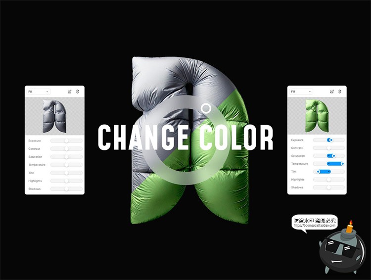 图片[3]-羽绒充气膨胀气垫3D泡泡英文字母符号PNG免抠图片手账美工ps素材-设计猿