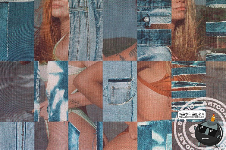 图片[5]-复古做旧牛仔裤布料面料细节局部拼贴背景手账美工PNG免抠图素材-设计猿