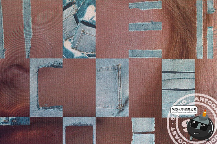 图片[6]-复古做旧牛仔裤布料面料细节局部拼贴背景手账美工PNG免抠图素材-设计猿