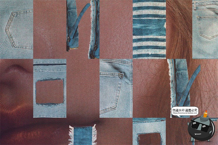 图片[7]-复古做旧牛仔裤布料面料细节局部拼贴背景手账美工PNG免抠图素材-设计猿