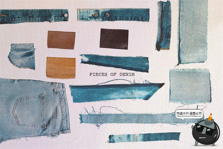图片[10]-复古做旧牛仔裤布料面料细节局部拼贴背景手账美工PNG免抠图素材-设计猿