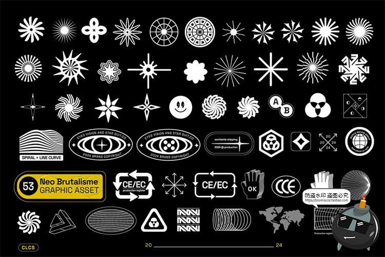 图片[1]-抽象几何艺术酸性徽章徽标图形图标图案装饰AI矢量平面设计素材-设计猿