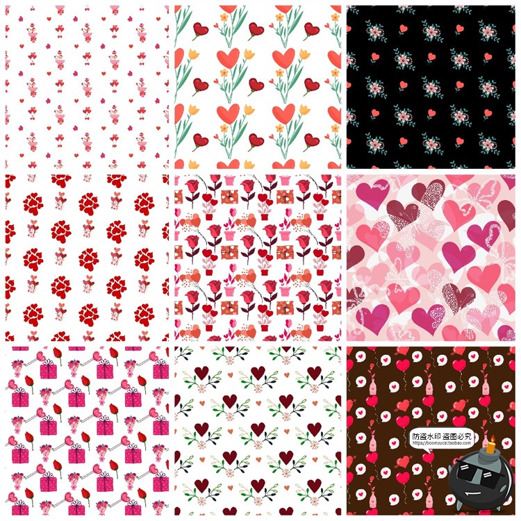 图片[2]-情人节爱情桃心甜蜜爱心红心无缝装饰图案底纹背景AI矢量JPG素材-设计猿