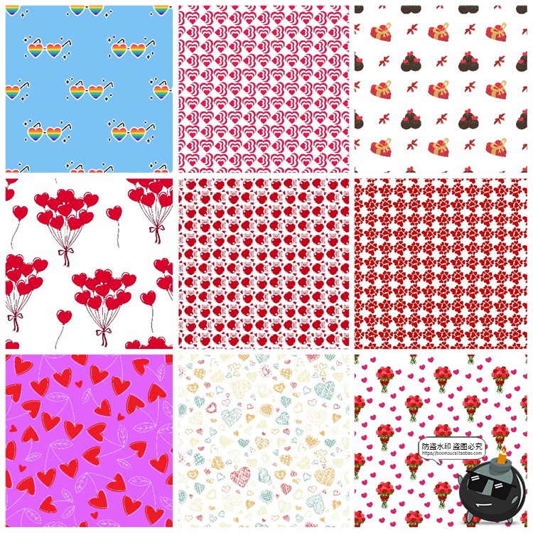 图片[4]-情人节爱情桃心甜蜜爱心红心无缝装饰图案底纹背景AI矢量JPG素材-设计猿