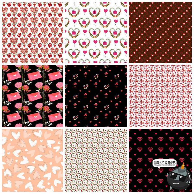 图片[7]-情人节爱情桃心甜蜜爱心红心无缝装饰图案底纹背景AI矢量JPG素材-设计猿