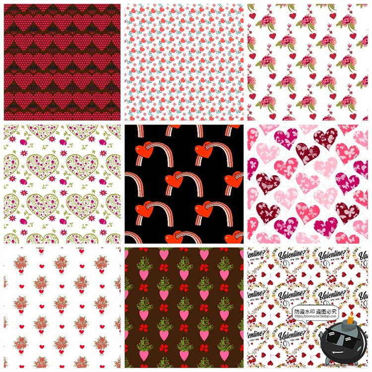 图片[9]-情人节爱情桃心甜蜜爱心红心无缝装饰图案底纹背景AI矢量JPG素材-设计猿