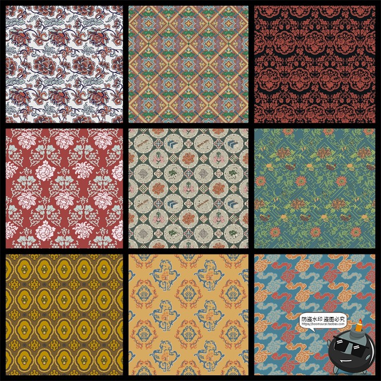 图片[1]-传统中式古典无缝拼接装饰纹样古风底纹背景AI矢量JPG图片素材-设计猿