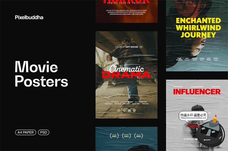 图片[1]-经典现代极简电影纪录片海报封面文案标题文字排版PSD模板PS素材-设计猿