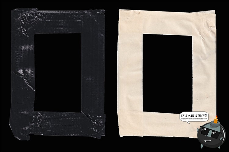 图片[2]-牛皮纸板撕纸涂鸦胶带照片海报边框相框PNG免扣图片手账美工素材-设计猿