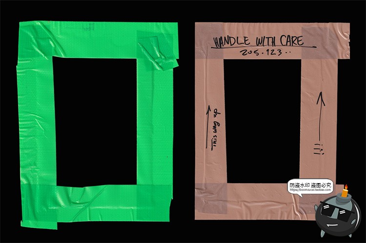 图片[4]-牛皮纸板撕纸涂鸦胶带照片海报边框相框PNG免扣图片手账美工素材-设计猿