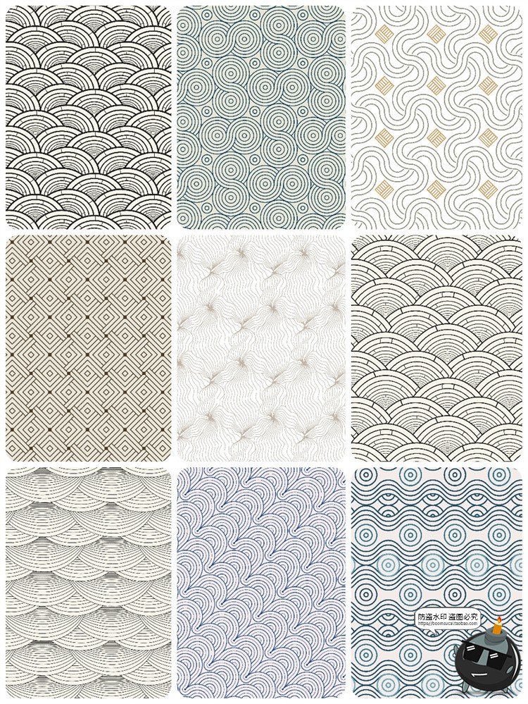 图片[2]-中式传统古典国风无缝拼接底纹花纹背景纹理图案Ai矢量图JPG素材-设计猿