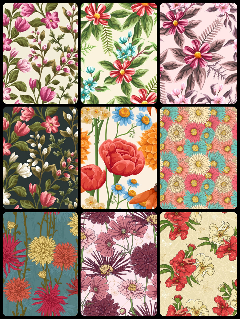 图片[1]-花朵花纹花蕊古典水彩背景图案无缝拼接印刷AI矢量设计素材元素-设计猿