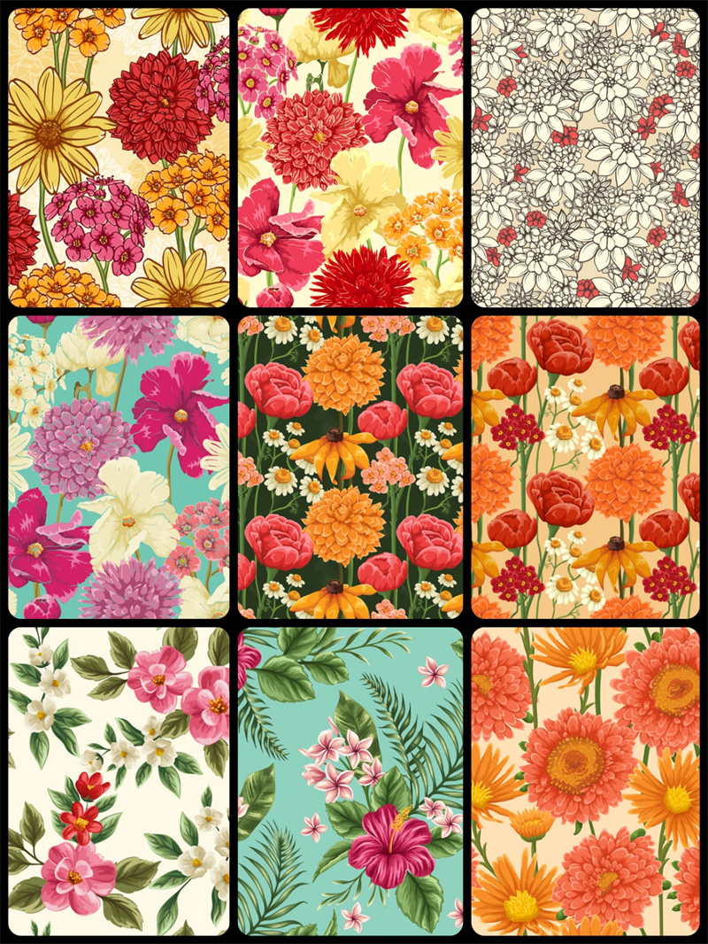 图片[2]-花朵花纹花蕊古典水彩背景图案无缝拼接印刷AI矢量设计素材元素-设计猿