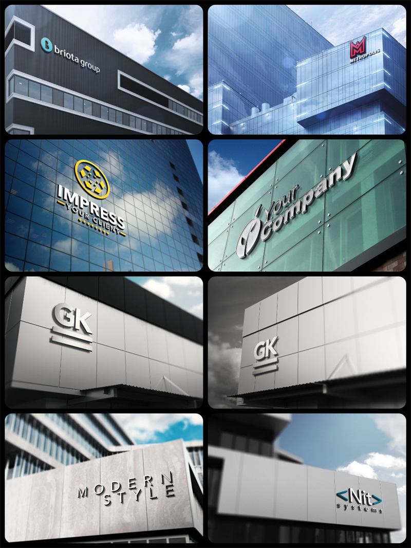 图片[2]-现代企业大高楼建筑外墙3D效果展示LOGO标志招牌贴图样机PSD模板-设计猿