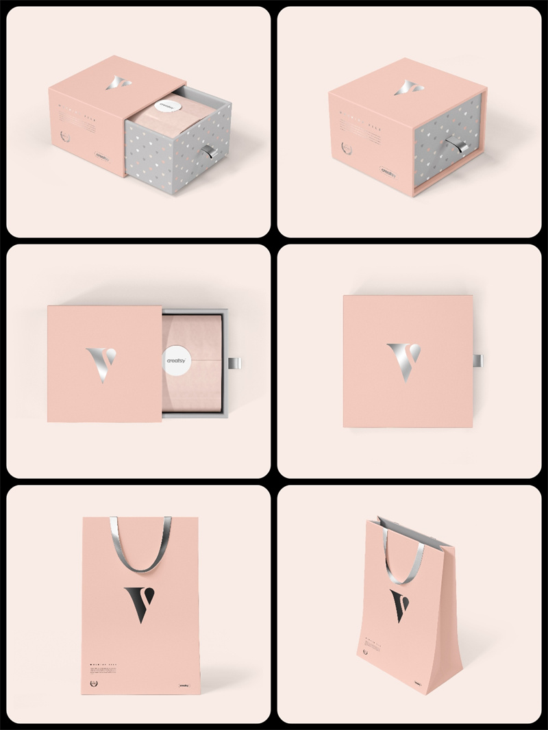 图片[2]-精致礼品盒礼盒礼物包装手提袋包装模型贴图文创样机PSD模板素材-设计猿