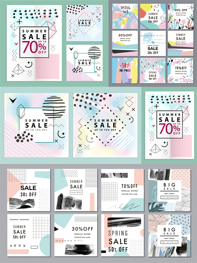 图片[2]-创意抽象图形几何英文海报传单封面插画装饰卡片模版AI矢量素材-设计猿