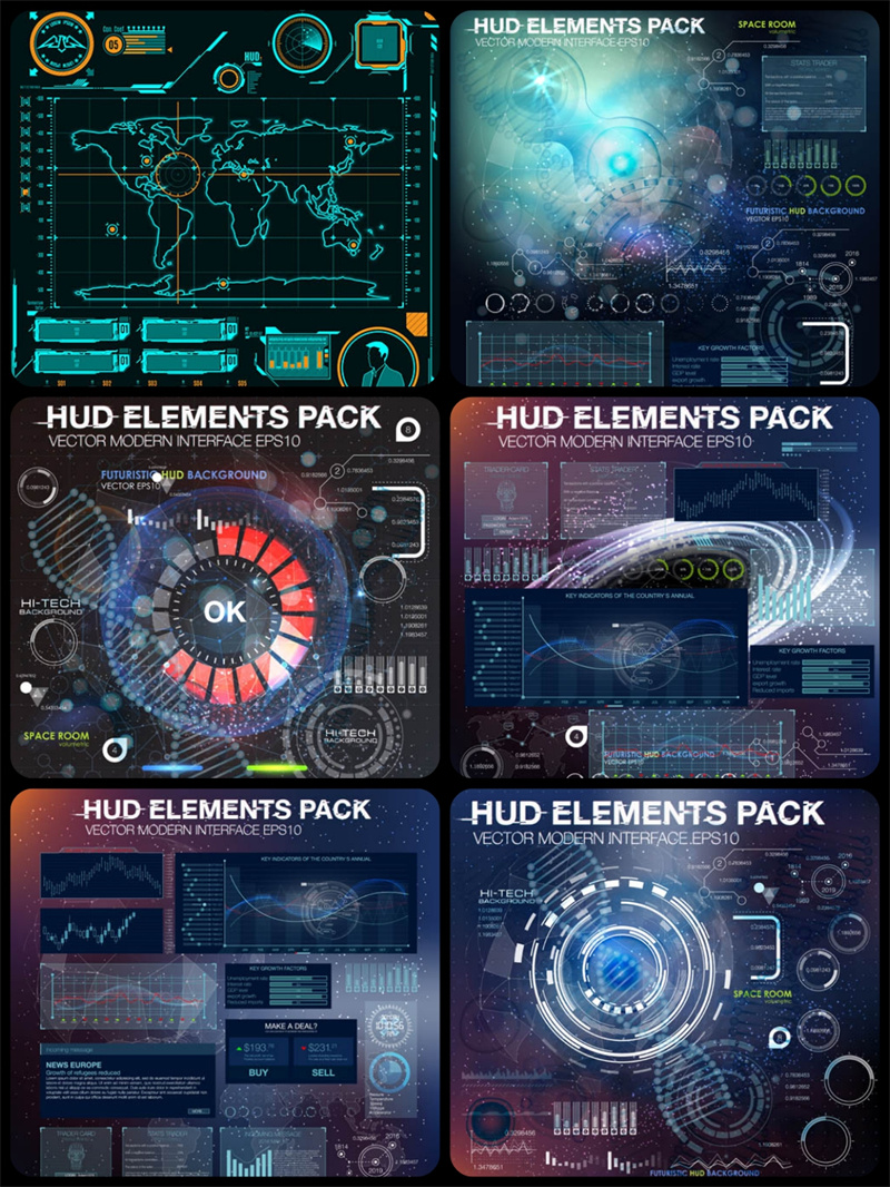 图片[5]-未来高科技科幻技术赛博朋克机械HUD操作系统界面AI矢量背景素材-设计猿