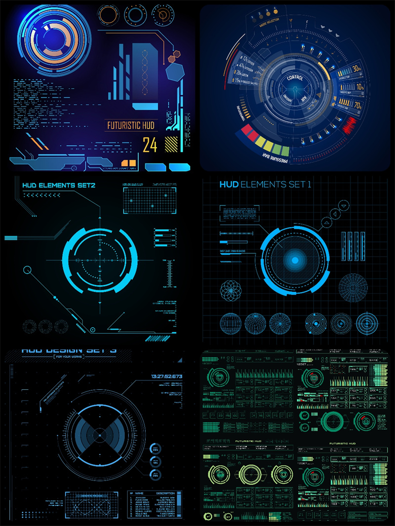 图片[6]-未来高科技科幻技术赛博朋克机械HUD操作系统界面AI矢量背景素材-设计猿