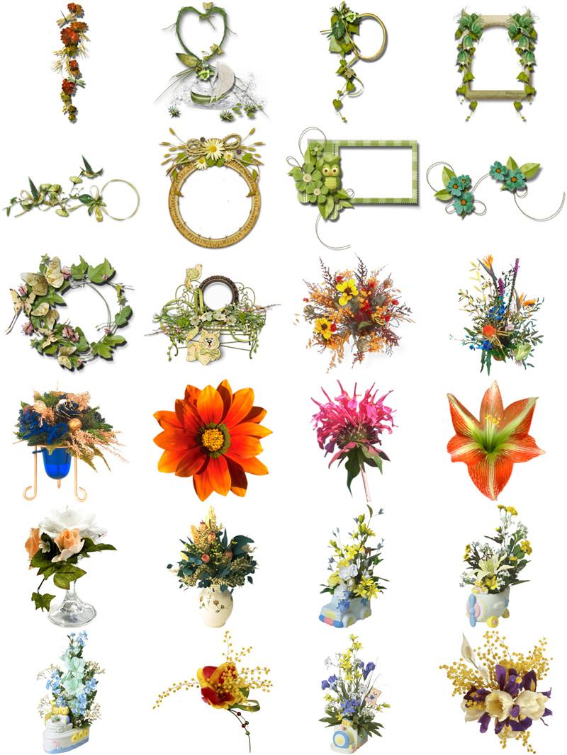 图片[3]-欧美复古古典手绘植物花朵鲜花装饰包合集透明背景PNG免抠PS素材-设计猿