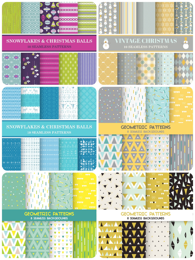 图片[1]-海波浪爱心雨点几何图形平铺卡通包装底纹背景模板AI矢量设计素材-设计猿